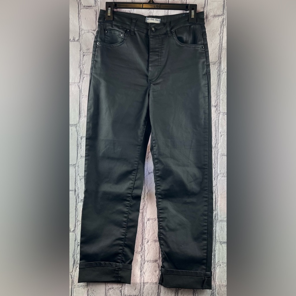 We The Free Size:27 Women Coated Stretch  Black Pants Straight Leg Super Cute